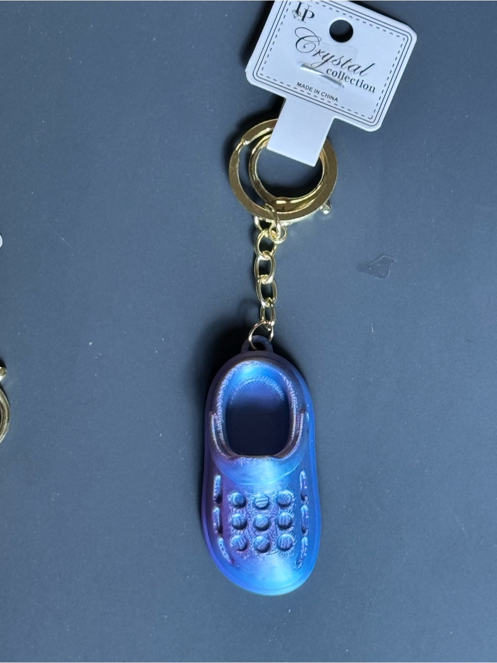 NWT 3D Printed Croc Clog Shoe Keychain Purple  Gold Silk PLA Bag Charm